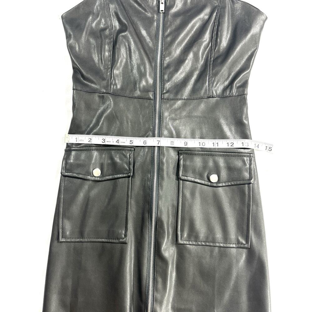 Love Tree Vegan Leather Sleeveless Strappy Dress Size Small No Belt - Picture 7 of 12